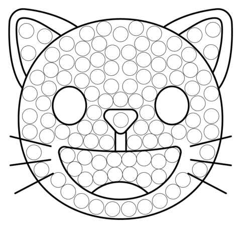 Grinning Cat Dot Art Coloring Page